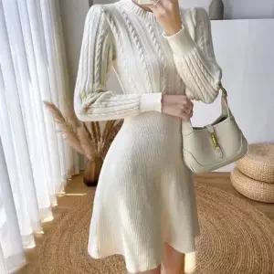 [의류] 꽈배기 원피스 슬림원피스 니트 하객원피스 4컬러