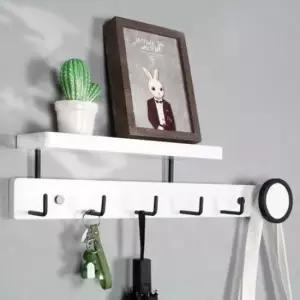 [생활] 대나무 후크 옷걸이 벽선반 6구 화이트