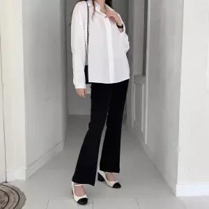 /신상오픈런 여성 봄 간절기 여유핏 카라넥 폴리 셔츠