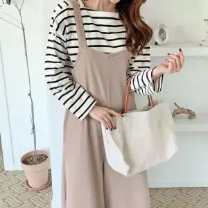 /신상오픈런 여성 폴리스판 루즈핏 와이드 민소매 점프수트