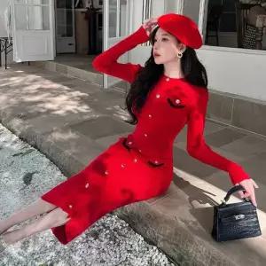 여성용 니트 원피스 치마 추동 데일룩 럭셔리 스웨터 DAOL4