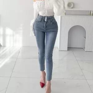 [신상오픈런]하이웨이스트 라이트블루 스키니진 여자청바지 (29832764)