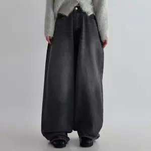 [신상오픈런]흑청와이드팬츠 빅사이즈 워싱 하렘 벌룬데님 청바지 (29739926)