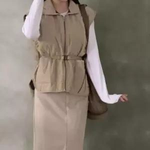 [신상오픈런]여성용 기모 퀼팅 나일론 벨트 조끼 패딩 (42612802)