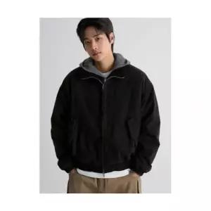 브랜드정품 에잇세컨즈 8SECONDS 가먼트워싱 옥스포드 플리스 패딩 블루종 블랙 127224