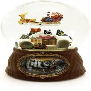 6.25인치 브라운 앤 화이트 산타 기차 뮤지컬 크리스마스 스노우 글로브