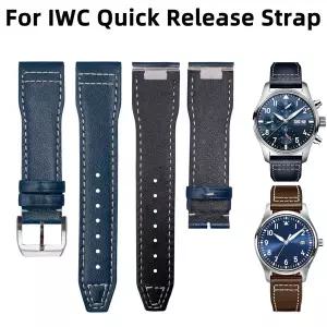 호환  20mm 21mm 퀵 릴리즈 스트랩 IWC 파일럿 마크 XVIII 르 프티 프린스 스피트파이어 가죽 시계 밴드 남