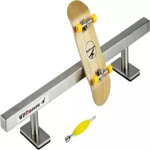 WDTMEEZU 32mm 우드 베어링 휠 핑거보드 및 10인치 길이의 금속 플랫 레일 조합 패키지