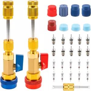 R134A 냉매 시스템용 NKpyln 31PCS 프로페셔널 AC 밸브 코어 제거 도구 고압/저압 포트용 퀵 리무버 및