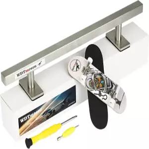 WDTMEEZU 나무 핑거보드 및 핑거 스케이트보드 평평한 레일 세트 베어링 휠 금속으로 만든 미니 레일용