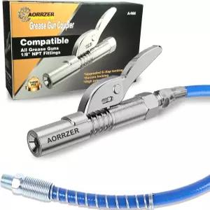 AORRZER 그리스 건 커플러 강력한 잠금 12 000 PSI 퀵 릴리스 12인치 스프링 플렉스 호스 모든 1/8인치 NPT