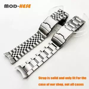 호환  스테인리스강 사무라이 팔찌 스트랩 전개 접이식 버클 솔리드 아크 엔드 SRPE 사무라이 시계 밴드 벨