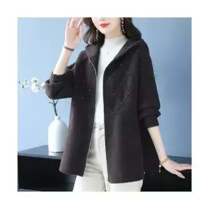 여성 롱 하프 모직 겨울 가을 빅사이즈 러블리 도톰 비즈 가디건 톱 카디건 다올4