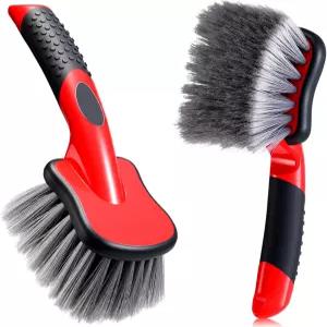 레몬로드 2팩 세차 브러시 휠 클리너 및 타이어 차량용 브리슬 펜더 클리닝 용품 림 카펫 트럭 SUV 모토 RV