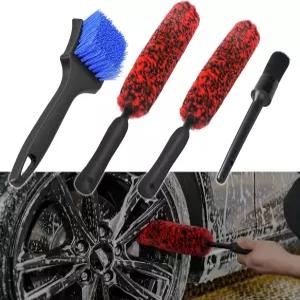 미쿠파 자동차 휠 브러시 세트 - 내구성이 뛰어난 스크래치 없는 림 뻣뻣한 브리스틀 타이어 클리너 다목적