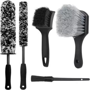 DEFOTA 5PCS 휠 클리너 브러시 키트 타이어 림 자동차 디테일 바퀴 및 타이어용 세차 도구 스패터 없음