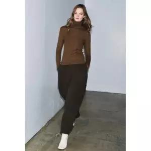 ZARA 울 하이넥 니트 스웨터 - 카키