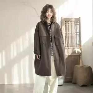 여사친 겨울 가을 캐주얼 면 하프 롱 트렌치코트 카디건 긴팔 오버핏 데일룩 DAOL4