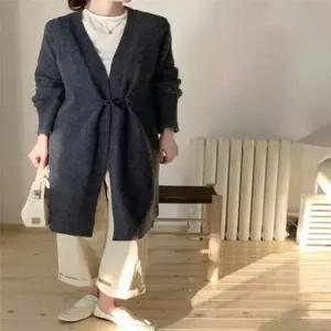 여성 롱 캐주얼 위로 가디건 무릎 데일룩 코디 카디건 DAOL4