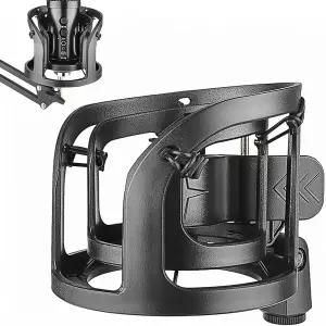 Musiin 마이크 쇼크 마운트 Rode NT1 NT1-A K2 XDM-100 CAD 오디오 GXL1800 스탠드 클램프(블랙)와