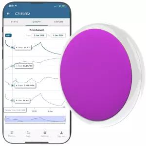 디스크 맥시 무선 온도계 습도계 기압계 및 이슬점 센서 데이터 로거 iOS/Android 스마트폰 앱 모니터링