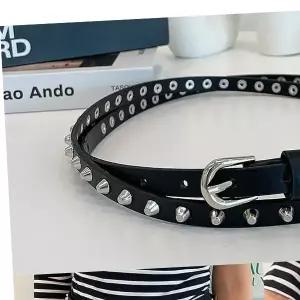 샤도스트랩벨트 여성허리띠 실버 여성 패션아이템 허리띠 찡 포인트 가죽