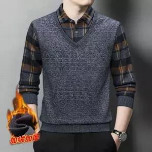 남성 울 니트 캐주얼 추동 칼라넥 긴팔 데일리 터틀넥 카디건 두툼한스웨터 기모 상의 다올4