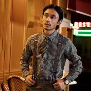 코스프레 긴팔 줄무늬 남자 유럽풍 경성의복