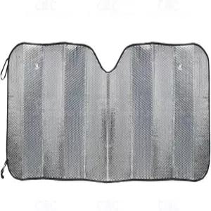 BDK 표준 크롬 더블 버블 폴딩 어코디언 오토 윈드실드 선쉐이드 - 자외선 차단 선바이저 프로텍터 차량의