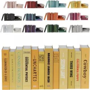 컬러블록 12 장식용 가짜 책 책장 패션 커피 테이블 노란색 장식 액세서리. 홈 데코 액센트. 스테이징 북.