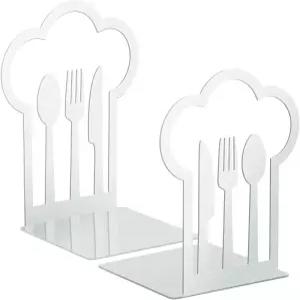 쿡북 북엔드 포크 나이프 스푼 장식용 주방 금속 책 엔드 보관 스토퍼 홀더 선반 홀더용 홈 장식