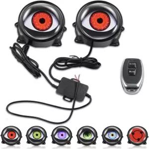 반큐브 2PCS LED 다이내믹 데빌 즈 자동차 헤드라이트 컬러 렌즈로 빨간 깜빡임 6가지 조절 가능한 눈