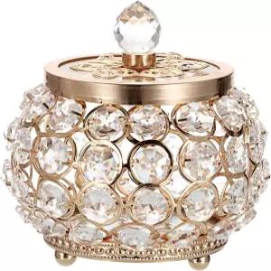 유리 뚜껑이 있는 히피웨 크리스탈 주얼리 박스 작은 장신구 정리함 미러 트레저 링 홀더 귀걸이 목걸이