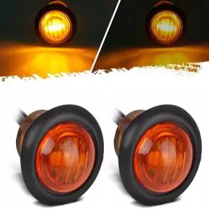 파츠삼 2pcs 3/4인치 미니 앰버 LED 마커 클리어런스 턴 시그널 에어 댐 라이트 3와이어 12V