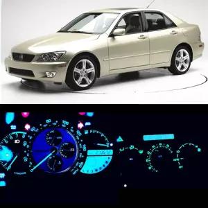 WLJH 매우 밝은 스 블루 대시 계기판 패널 게이지 전구 + 온도 조절 조명 Lexus IS300 2001-2005용 시계