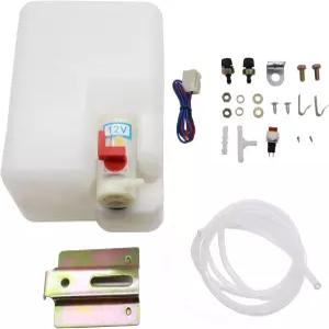 하이스포츠 유니버설 자동차 윈드실드 워셔 펌프 제트 버튼 스위치가 있는 워셔액 저장 용기 병 키트 12V