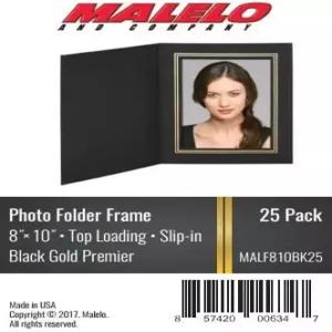 말로 앤 컴퍼니 25개의 8x10 사진 폴더 팩 금색 호일 장식이 있는 검은색 골판지 액자 종이 카드 인사/초대
