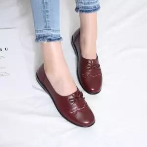 [신상오픈런]빨간색단화 무광 리본 끈없는신발 은볼 여성로퍼 (29965489)