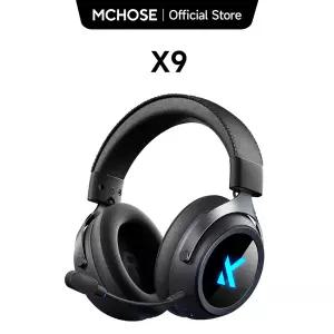MCHOSE X9 무선 게임용 헤드셋 7.1 서라운드 사운드 소음 차단 마이크 낮은 15ms 대기 시간 FPS 게임 E-스