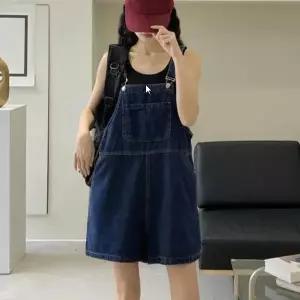 여성 캐주얼 귀여운 데일리 데님 점프수트 멜빵 편안한 코디 나들이 여행 진청 여름 데이트