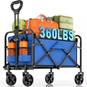 인브레이브 헤비 듀티 접이식 왜건 카트 대용량 유틸리티 쇼핑 캠핑 식료품 스포츠를 위한 음료 홀더