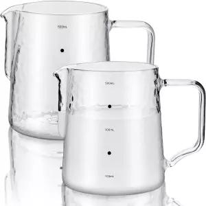 레이누오센 2개 550ml 작은 유리 우유 피처 크리머 차 커피 크리에이티브 계량 프로더 컵 저그