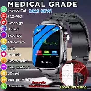 호환  신제품 NOYAFA 2025 요산 혈압 스마트 워치 ECGPPG 남성용 혈중 산소 혈중 지방 블루투스 통화 스포