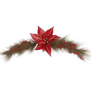 베리와 실크 솔잎 현관문 스웩 창문 CITYES 크리스마스 도어 스웨그 있는 장식 그리너리가 축제 꽃무늬 포인세티아 플라워 41.34인치 아치