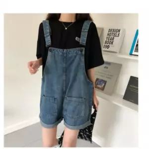 여름패션 여성 멜빵데님바지 데님룩 청멜빵반바지