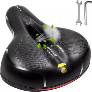 MSDADA 편안한 자전거 시트 쿠션 - 이중 충격 흡수 기능이 있는 남성용 넓은 컴포트 메모리 폼 패딩 정지