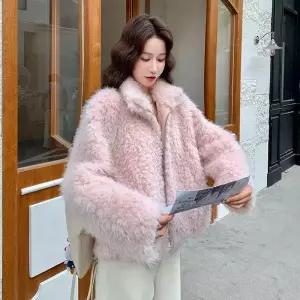 핑크 동계 모피 숏 여성패션 코트 귀여운 뽀글이 램스울 DL4