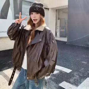 동계 기모 도톰 코트 숄 세무 일체형 여성패션 칼라 가죽 모피 DL4