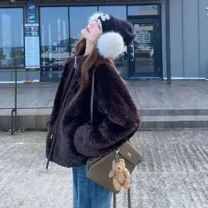 겨울 털가죽 램스울 뽀글이 모피 여성패션 상의 일체형 숏기장 코트 DL4