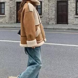 추동 여성패션 모피 코트 스웨이드 램스울 가죽 퍼 일체형 상의 DL4